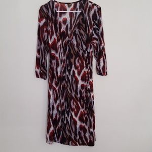 24/7 comfort animal print 3/4 sleeve wrap dress