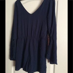 Navy blue Long sleeve Romper