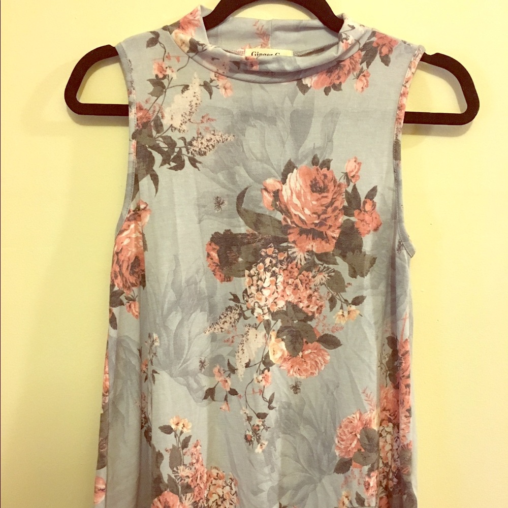 High Neck Floral Swing Tank