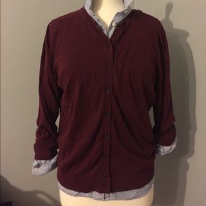 LOFT MAROON CARDIGAN