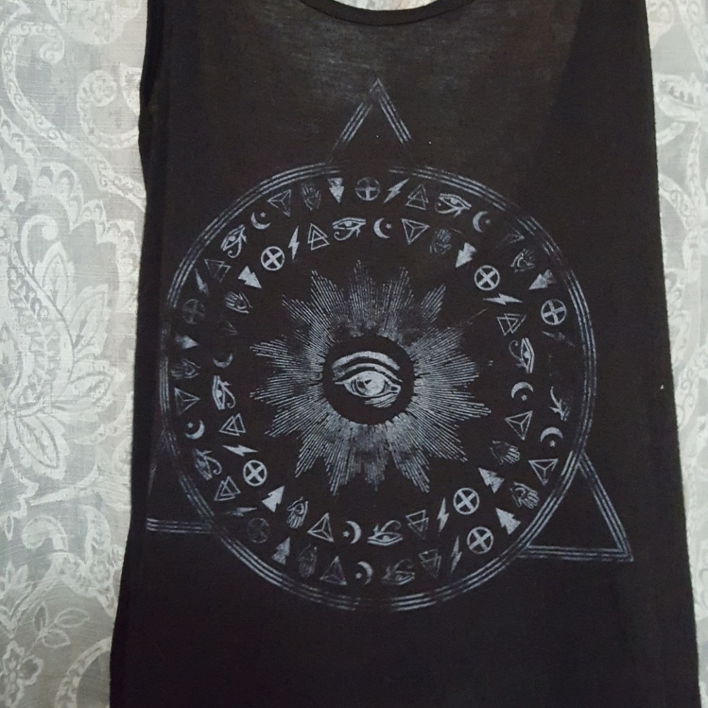 🚫SOLD🛇 Black Pyramid Symbology Tank (size: S)