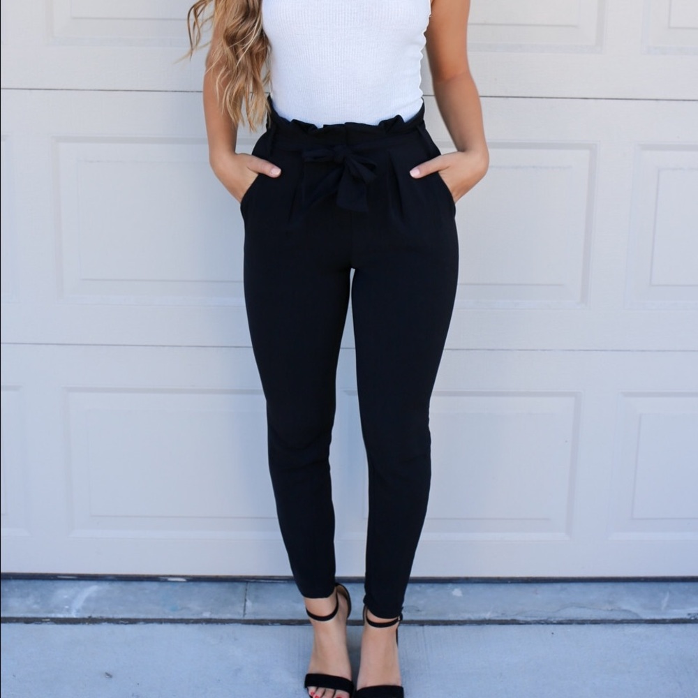 High waisted black pants