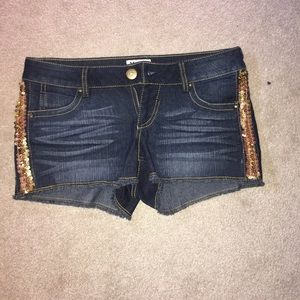 Sequin Jean Shorts