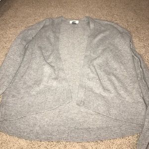 A gray cardigan