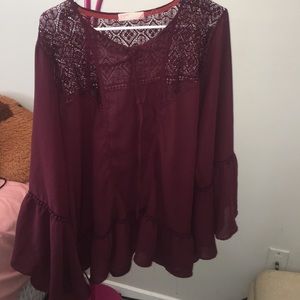 Burgundy peasant blouse