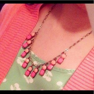 Pink and orange rectangle necklace