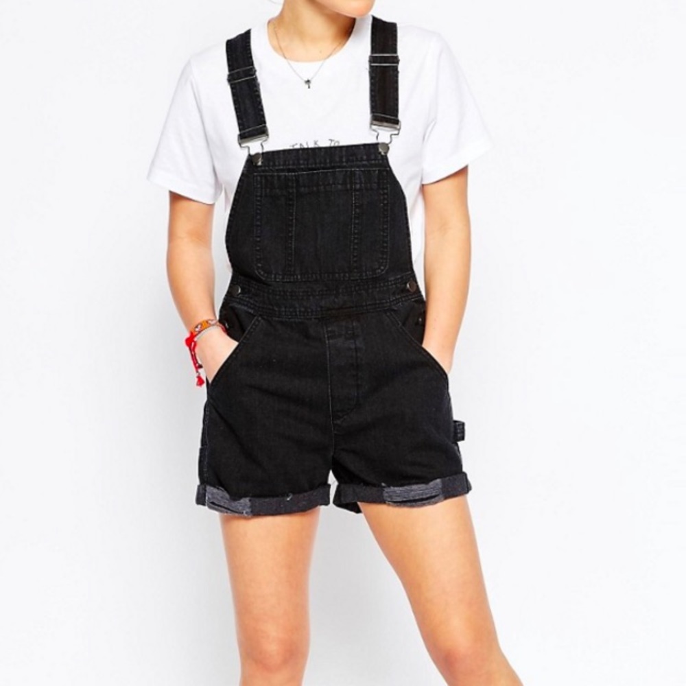 ASOS Black denim overall shorts