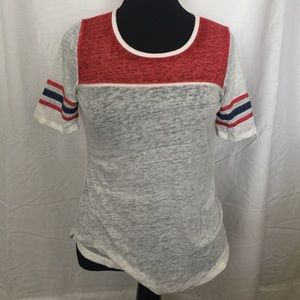 Slubbed Red White & Blue Baseball Tee