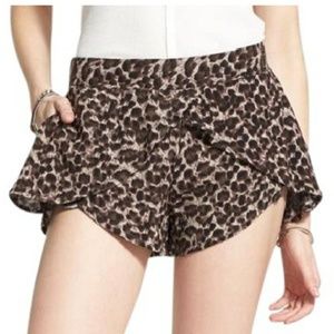 FREE PEOPLE Leopard Faux-Wrap Shorts S