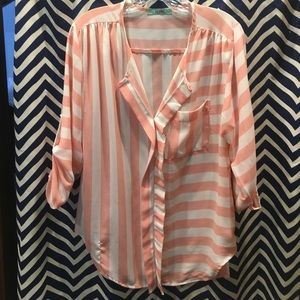 Pink and white stripe blouse