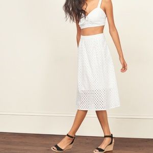 Abercrombie and fitch Eyelet lace midi skirt