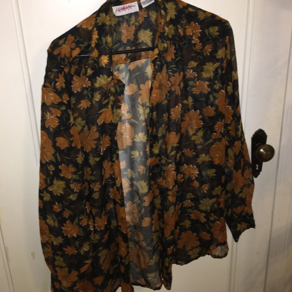 Orange floral button up