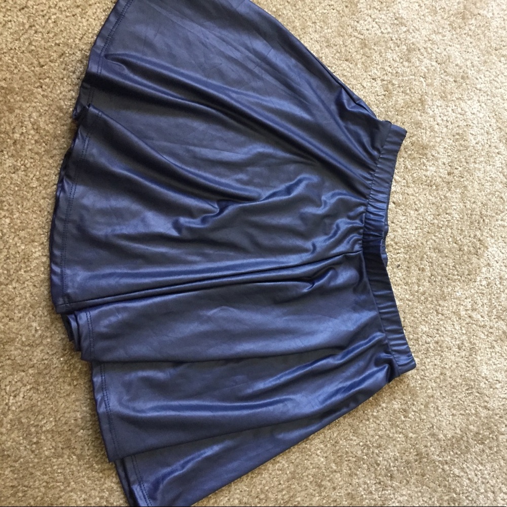 blue leather forever 21 skirt