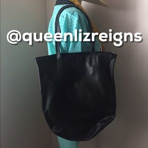 Joy Mangano JM New York Leather Tote in Black