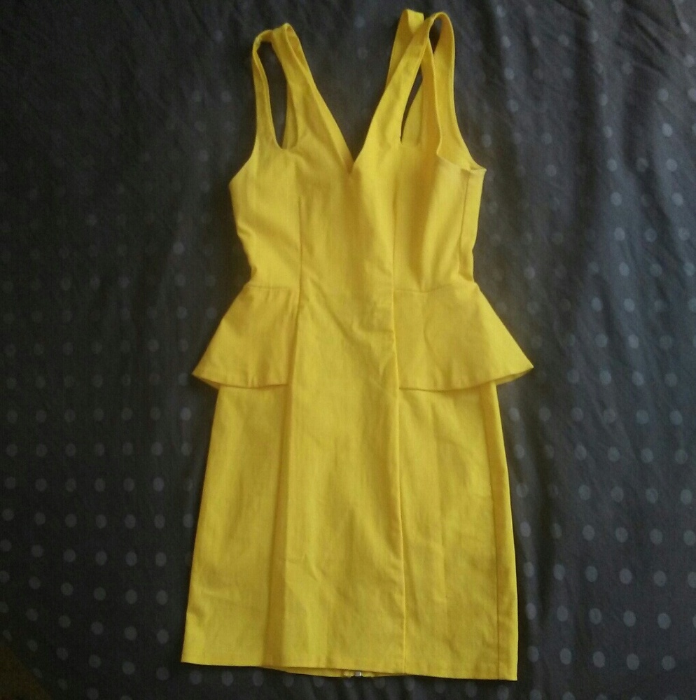 Nasty Gal Yellow Peplum Body-Con Dress