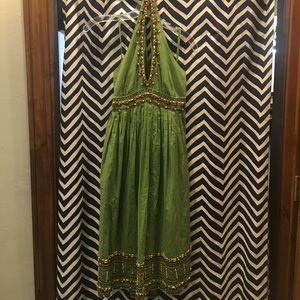 Green dress with beading