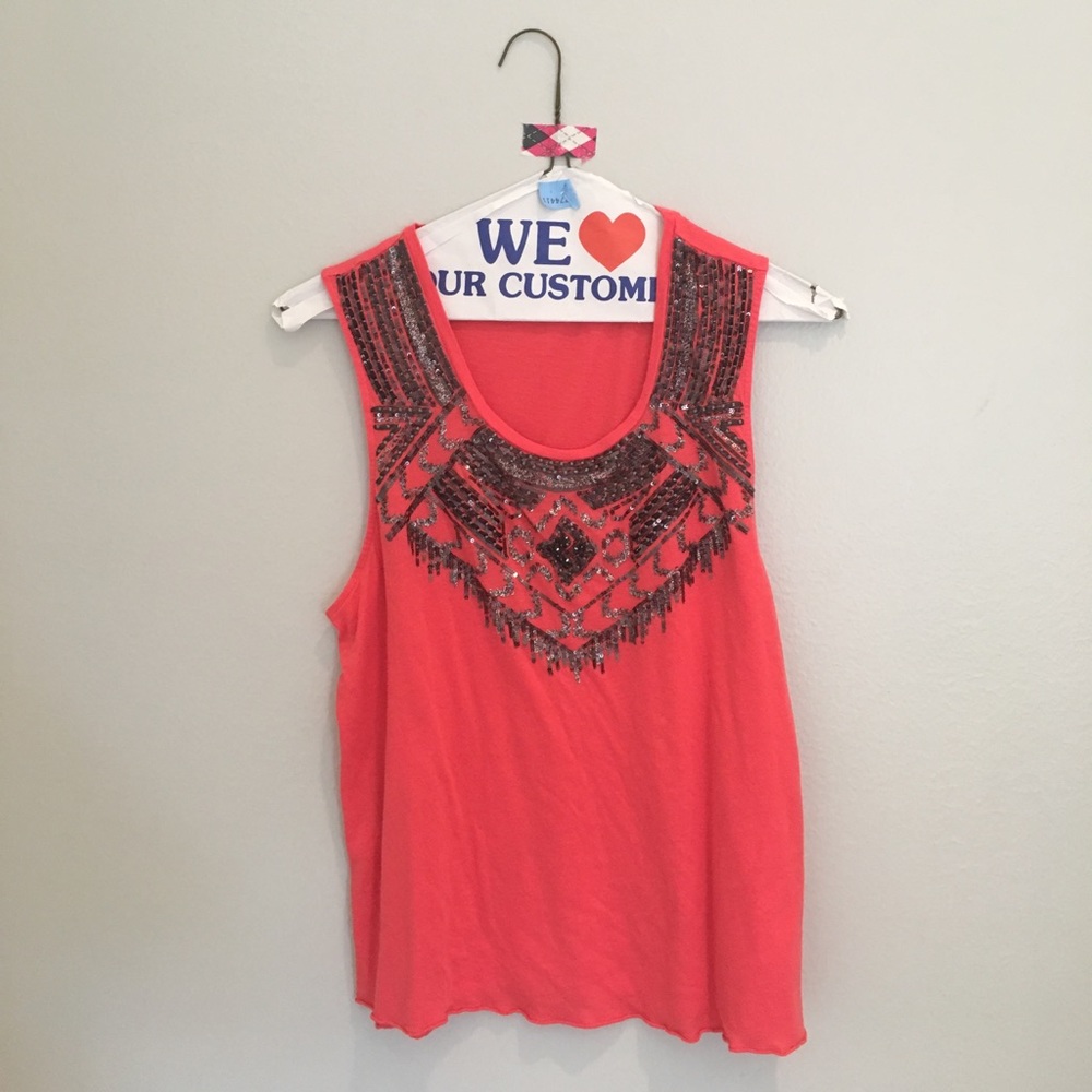 Coral Sequined Top⛱✨
