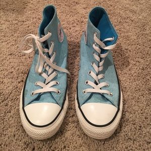 Sky blue high top all-star Chuck Taylor converse