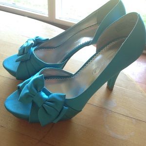 Turquoise Heels from David's Bridal
