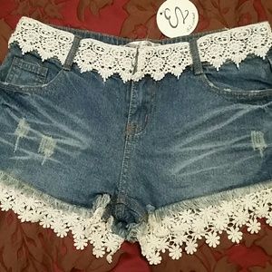Lace trimmed shorts