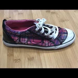 Coach sneaked plaid multi color. Sz 8B EUC