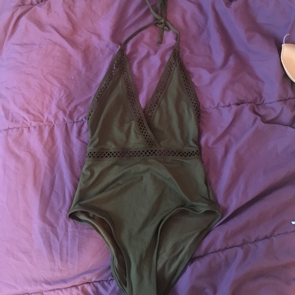 Olive One Piece Swim - Picture 2 of 4