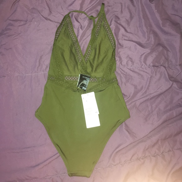 Olive One Piece Swim - Picture 3 of 4
