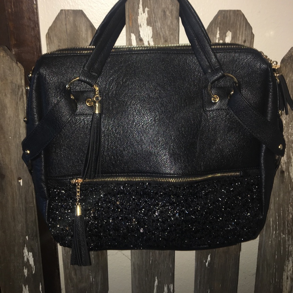 Sequin black & gold purse