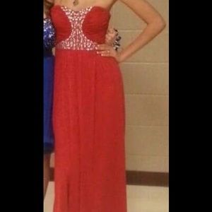 Red Floor length dress