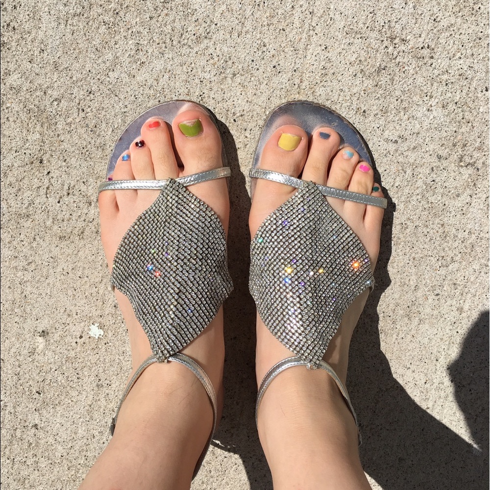 Giuseppe Zanotti design silver rhinestone sandals