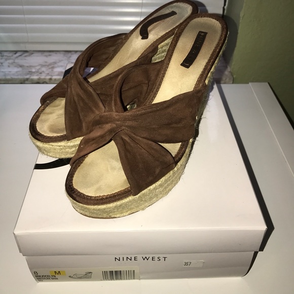 Nine West Shoes - Nine West brown wedge espadrilles sandals
