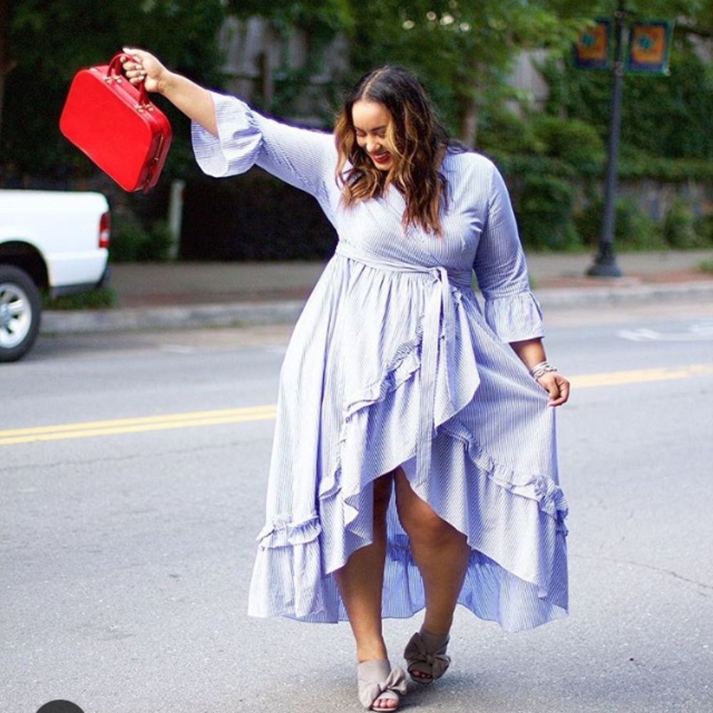 Who what wear target Striped flare wrap dress