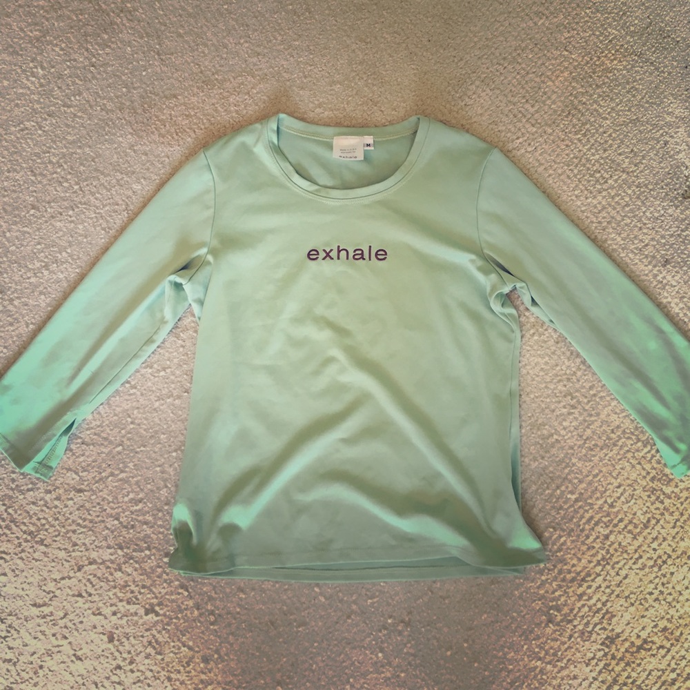 Medium "Exhale" green athletic long sleeve