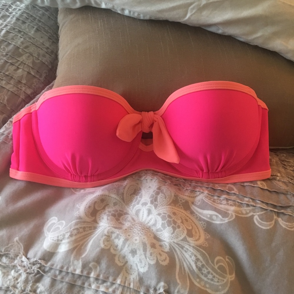 Neon pink aerie strapless bikini top