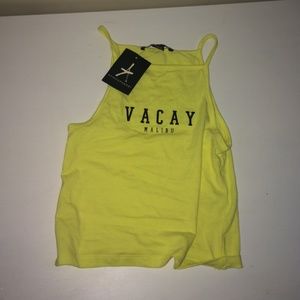 NWT Yellow Hi Neck Halter Tank Top
