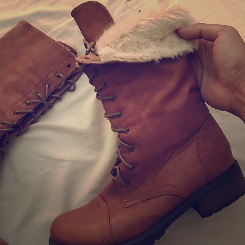 Fur combat boots