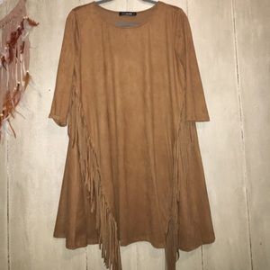Brown dress with fringe