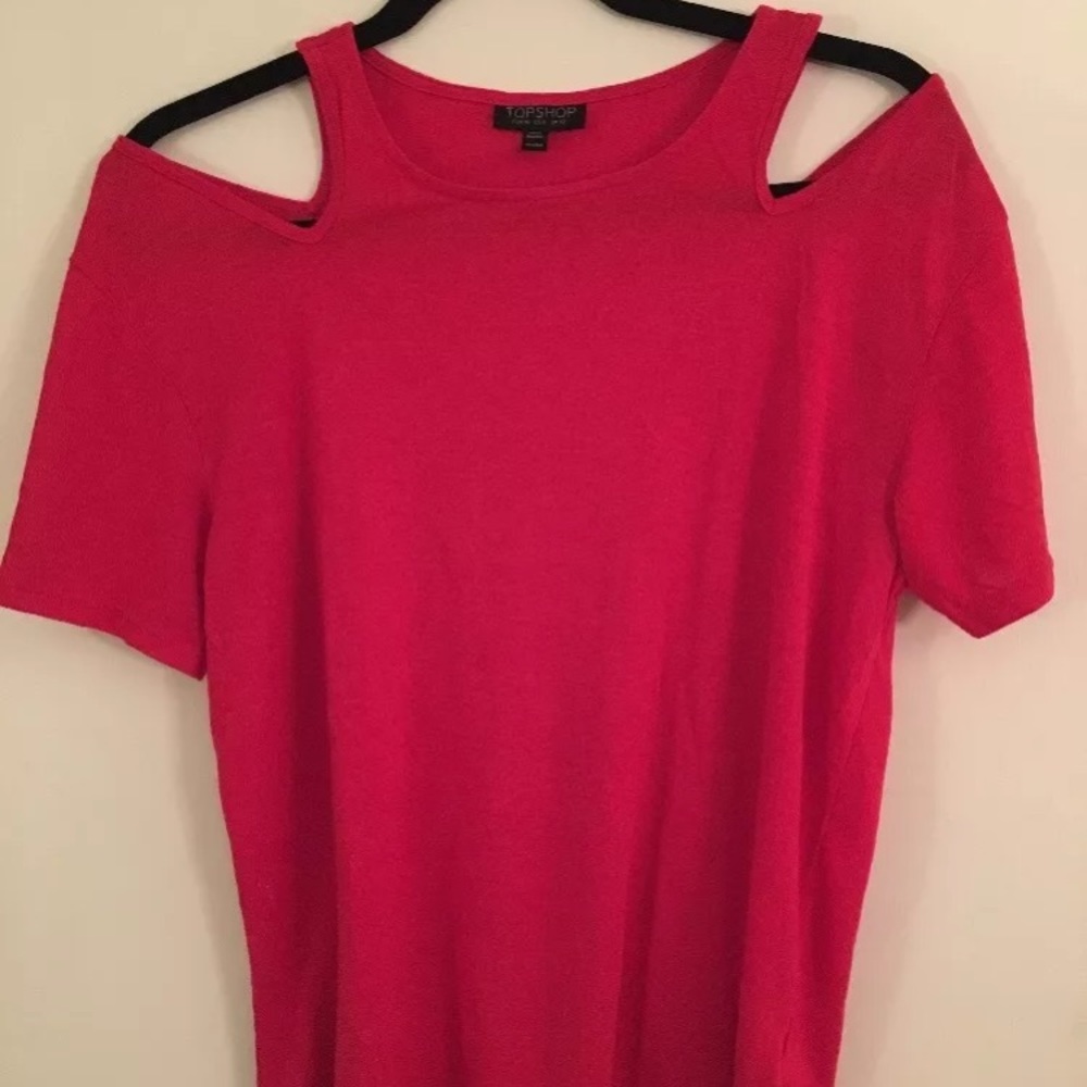 Woman's Topshop Top Shirt With Cut Out Size 8