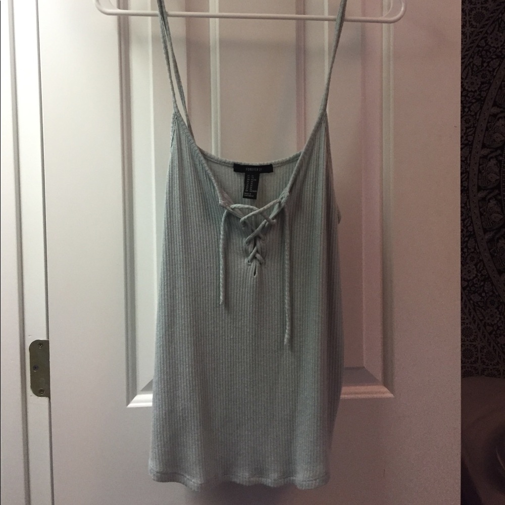 Light blue lace up tank