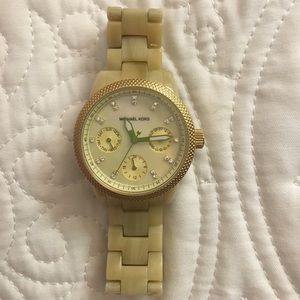 Authentic Michael Kors watch gold and cream horn