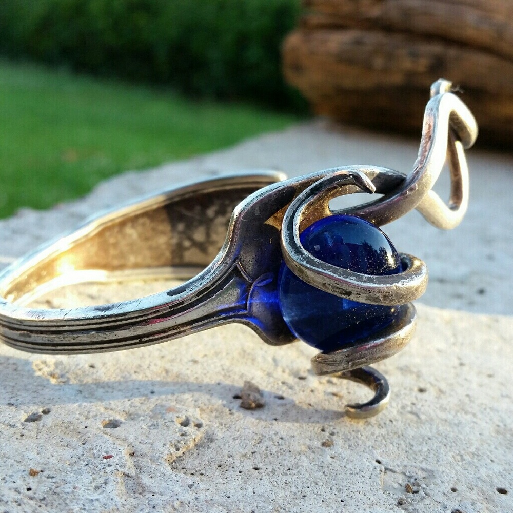 Silver plated fork bracelet