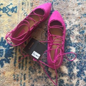 Fuchsia Ballet Faux Suede Flats