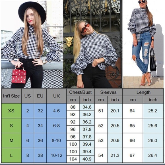 LAST ONE‼️"GIGI" black gingham top w/puffy sleeves - Picture 4 of 4