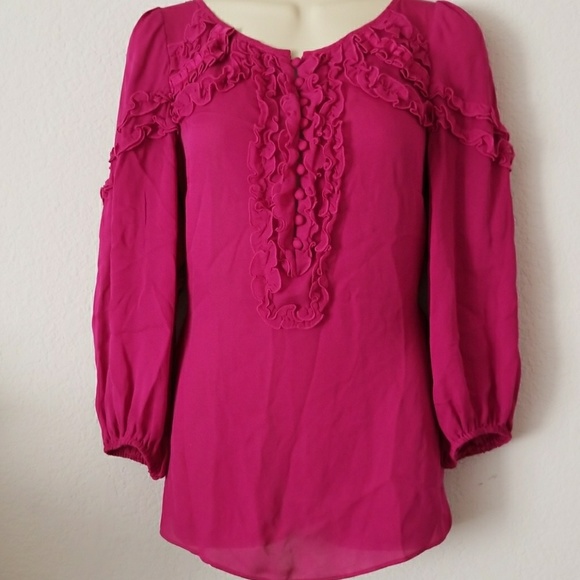 FUSCHIA NANETTE LEPORE FRILLY TOP