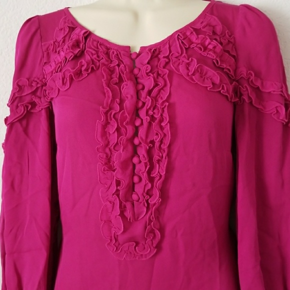 FUSCHIA NANETTE LEPORE FRILLY TOP