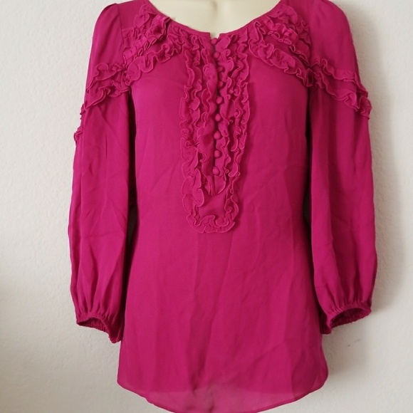 FUSCHIA NANETTE LEPORE FRILLY TOP
