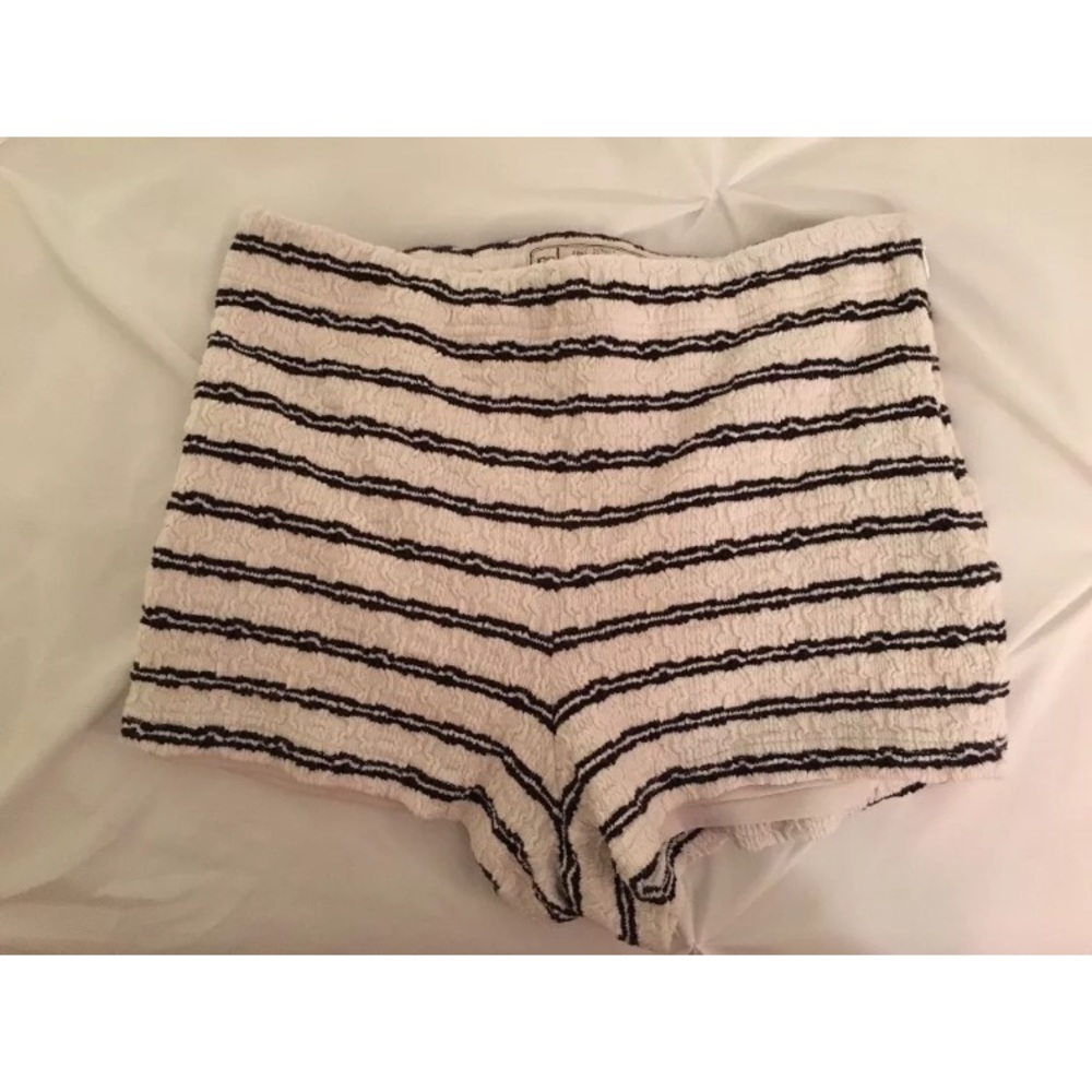 Free People White Black Front Striped Mini Shorts