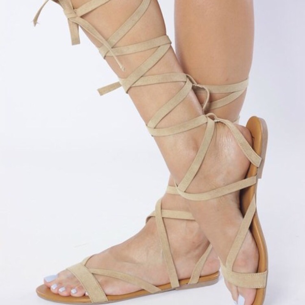 Tan gladiator sandals