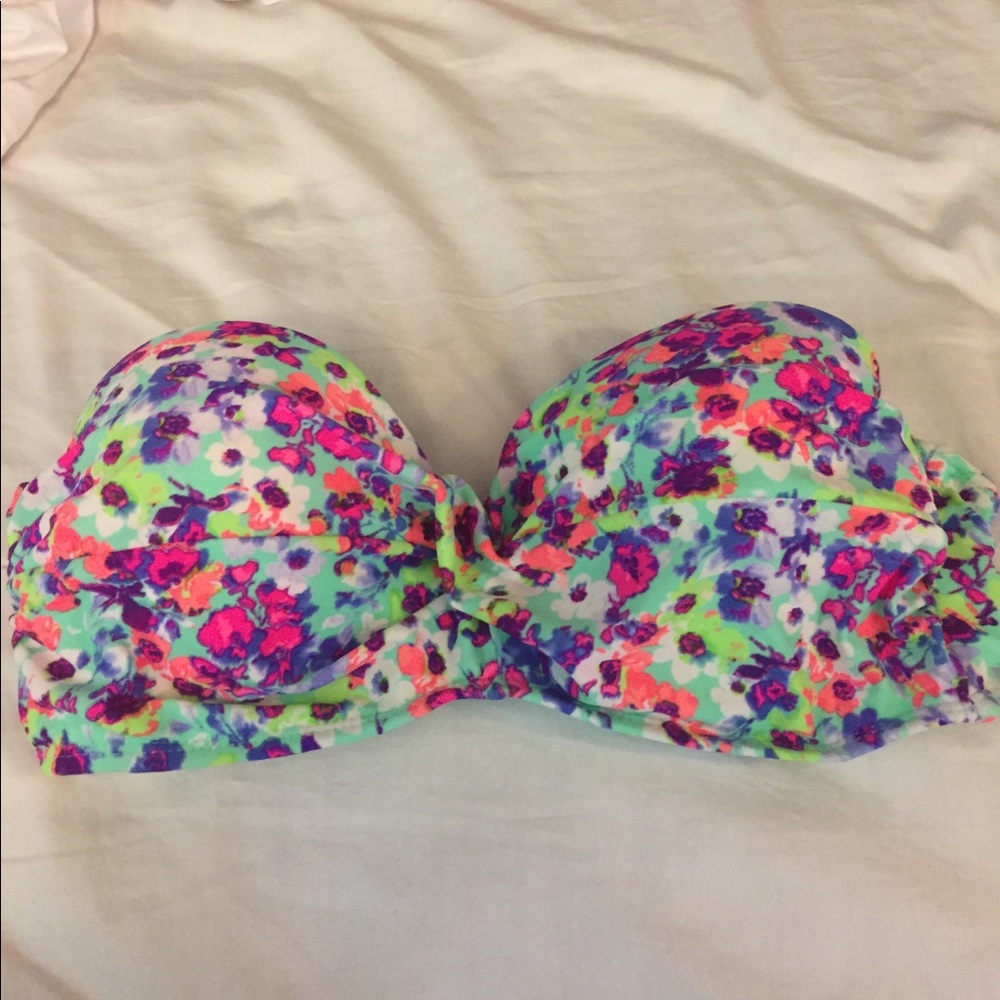 Floral print strapless bathing suit