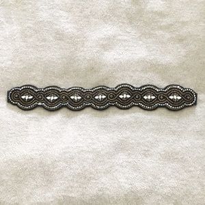 Anthropologie Grey Jeweled Stretch Belt